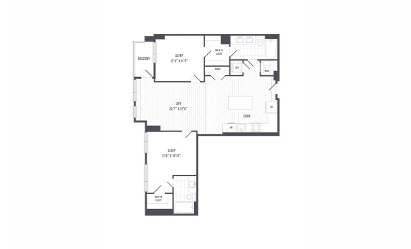 The Lindley Floor Plans Two Bedroom Apartment With Balcony