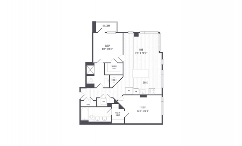 The Lindley Floor Plans Two Bedroom Apartment With Balcony