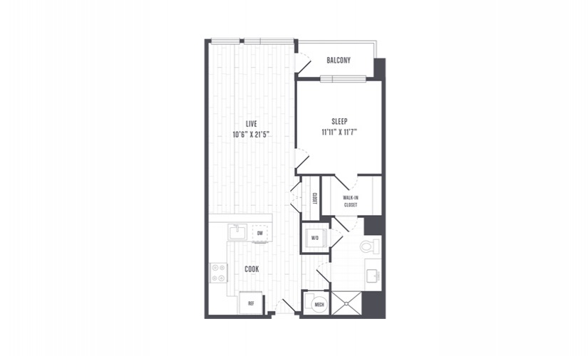 The Lindley Floor Plans One Bedroom With Balcony 