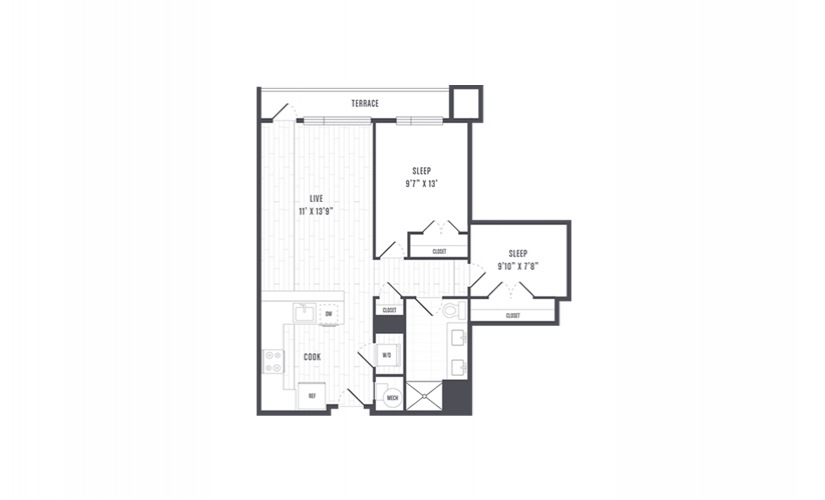 The Lindley Floor Plans Two Bedroom Apartment With Terrace