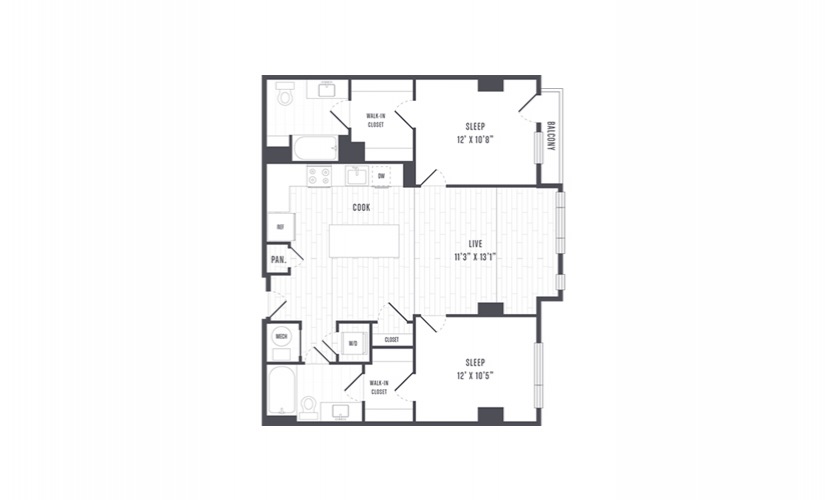 The Lindley Floor Plans Two Bedroom Apartment