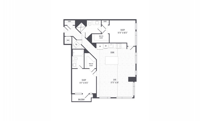 The Lindley Floor Plans Two Bedroom Apartment With Balcony