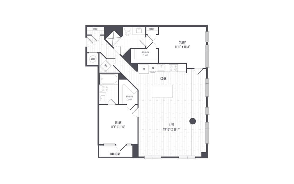 The Lindley Floor Plans Two Bedroom Apartment With Balcony